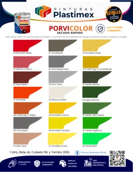 Muestrario oficial Porvicolor Esmalte Secado Rápido