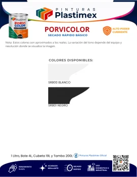 Muestrario oficial Porvicolor Secado Rápido Básico
